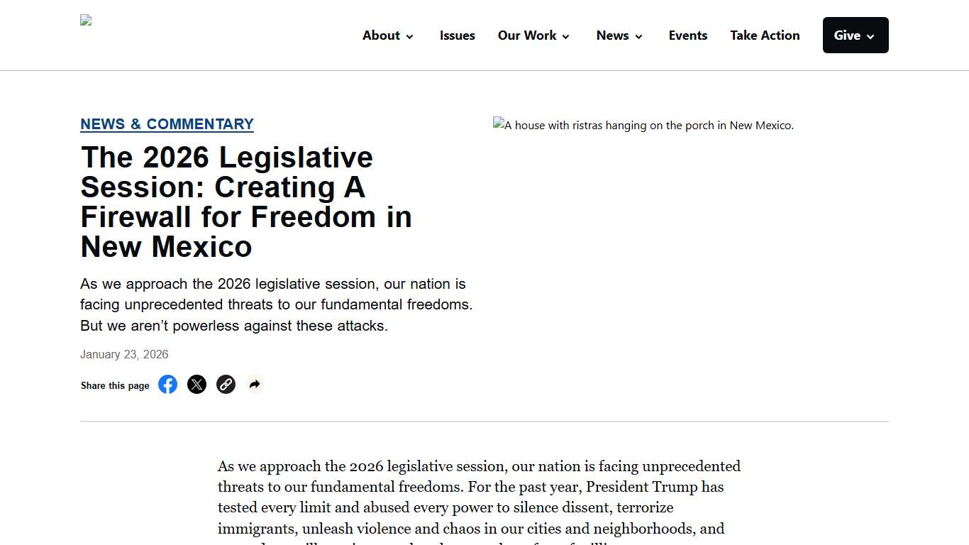 The 2026 Legislative Session: Creating A Firewall for Freedom in New Mexico - ACLU of New Mexico